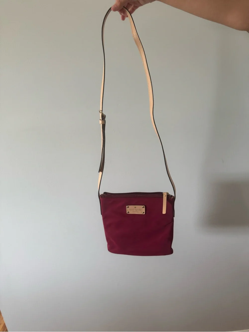 kate spade Wine Red Crossbody with Gold Logo Plaque